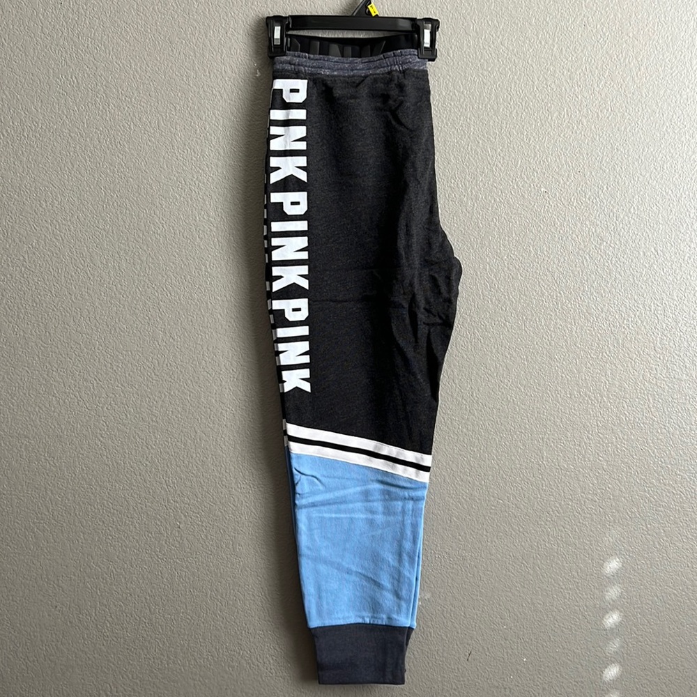 Victoria’s Secret Pink large logo blue color block sweatpants